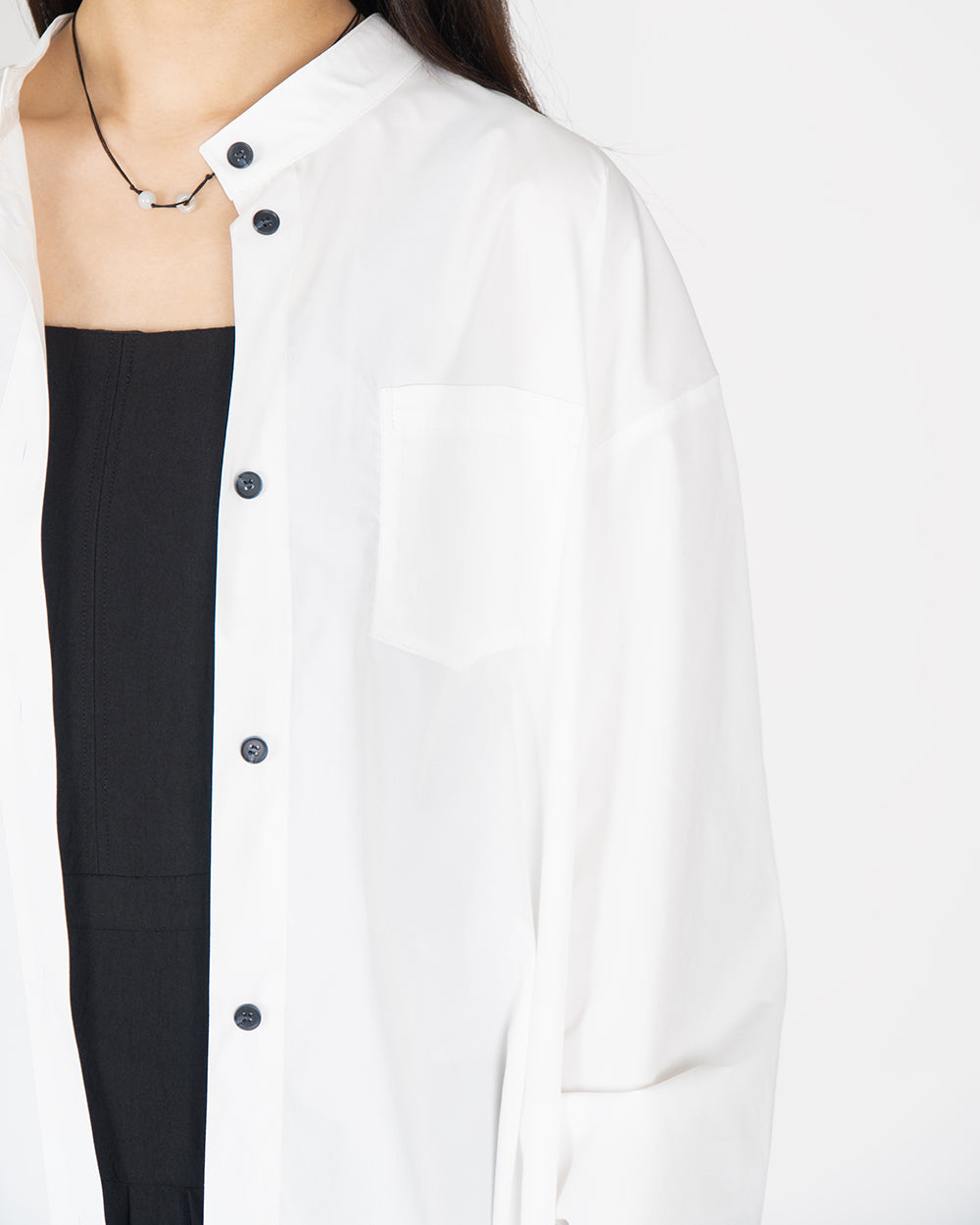 A Drop High neck Shirt - White