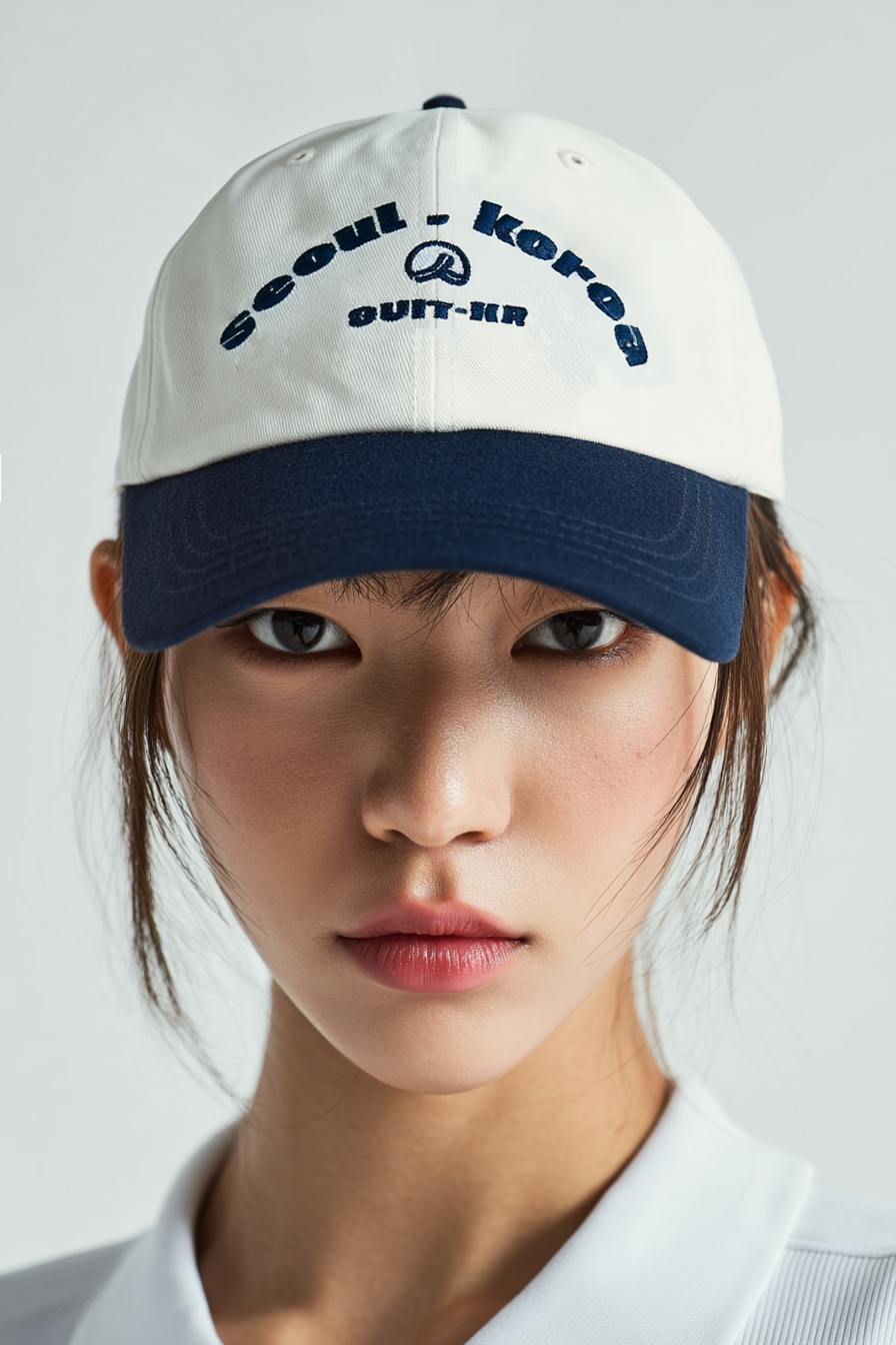 Seoul Korea SUIT Cap - Ivory Navy