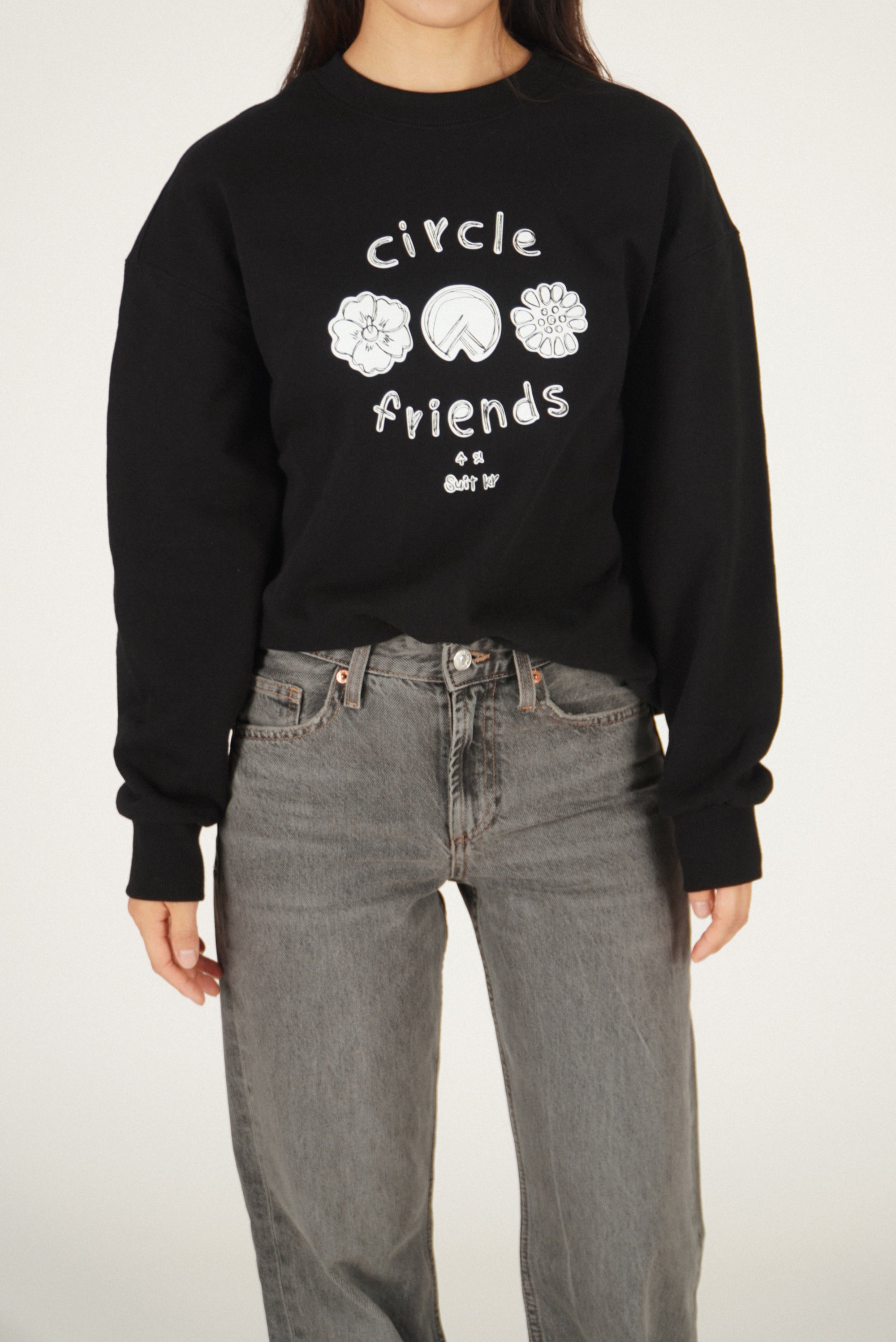Circle Friends Sweatshirt - Black / White (Unisex)