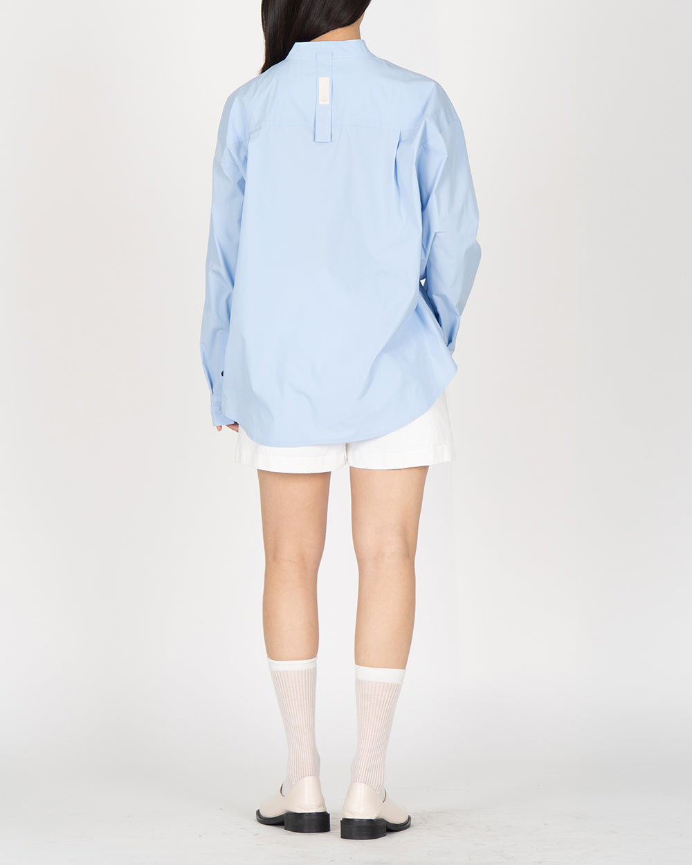 A Drop High neck Shirt - Sky Blue