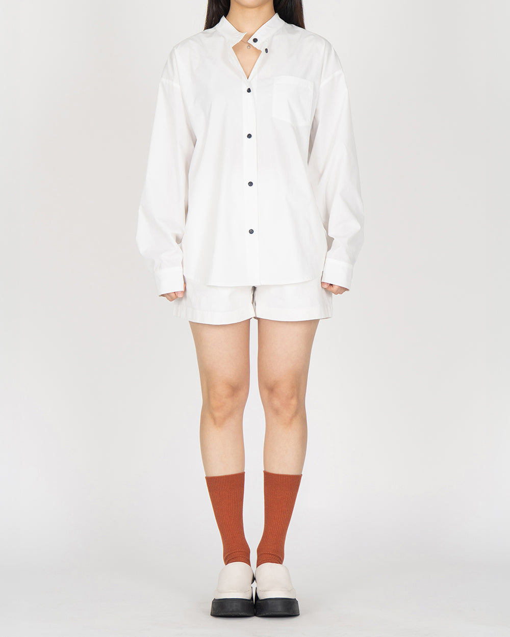 A Drop High neck Shirt - White