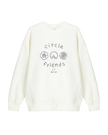 Circle Friends Sweatshirt - Black / White (Unisex)