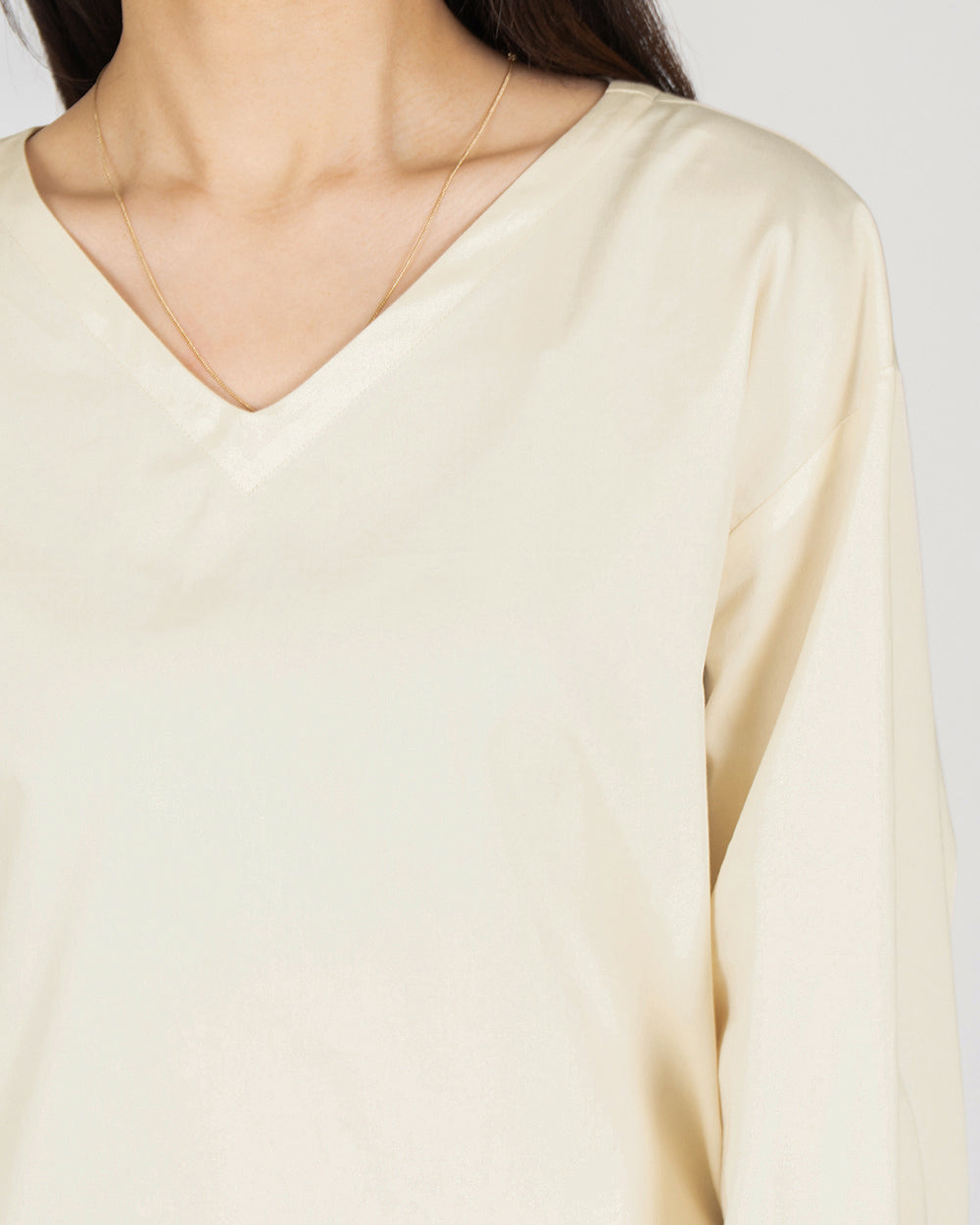 *Pre-order* V neck String Shirt - Butter Cream