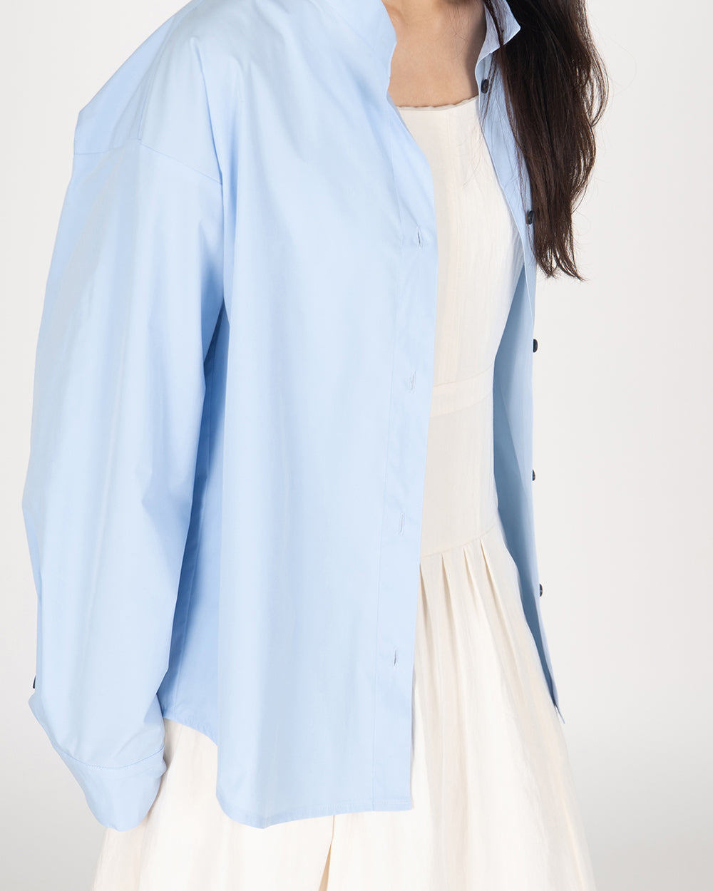 A Drop High neck Shirt - Sky Blue