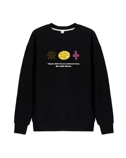 Yakgwa, SUIT, Korean Knot Sweatshirt - Black / White (Unisex)