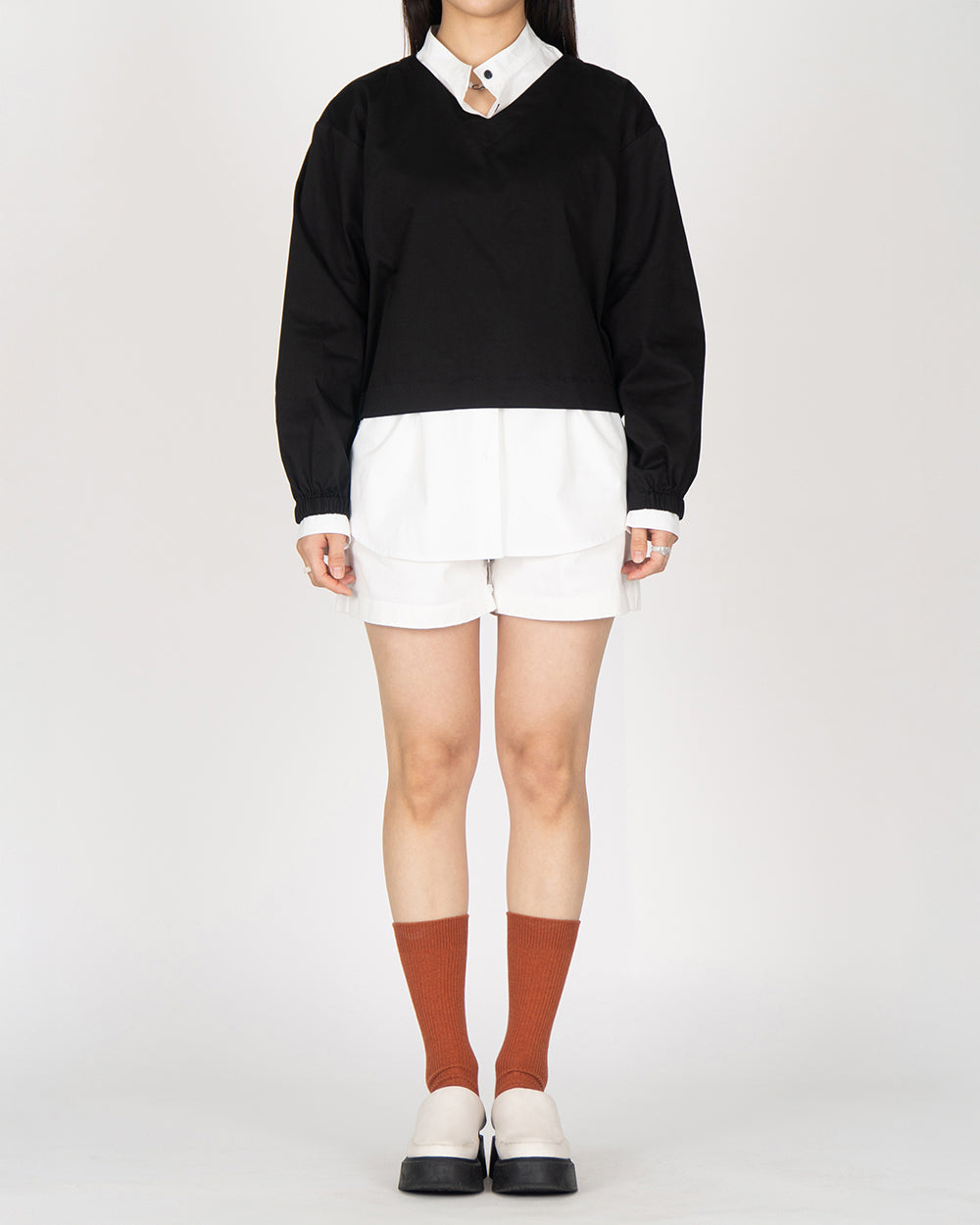 *Pre-order* V neck String Shirt - Black