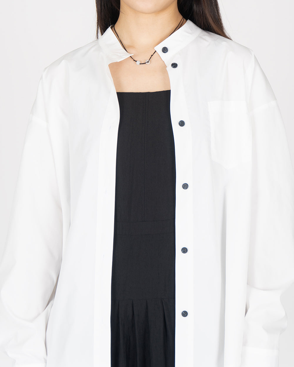 A Drop High neck Shirt - White