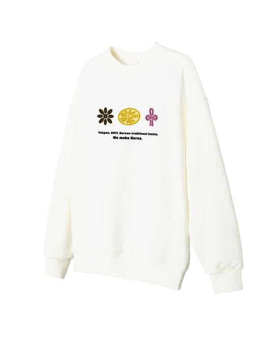 Yakgwa, SUIT, Korean Knot Sweatshirt - Black / White (Unisex)