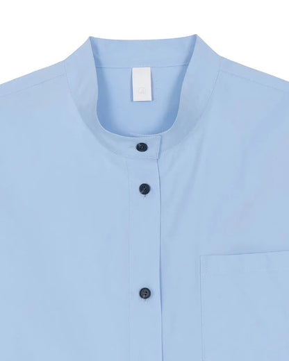 A Drop High neck Shirt - Sky Blue