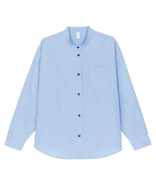 A Drop High neck Shirt - Sky Blue