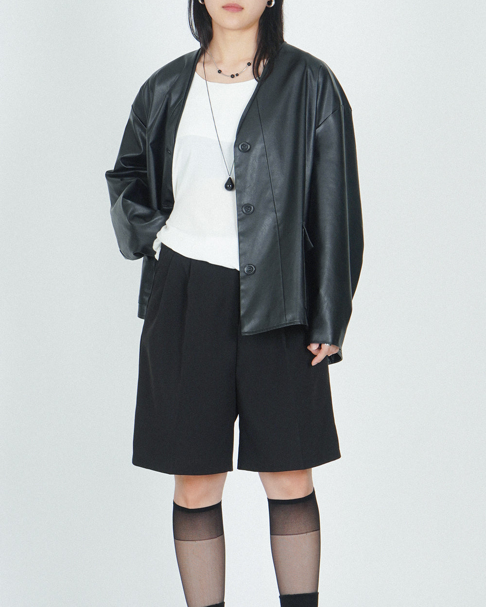 *Signature* Dojagi leather jacket - Black