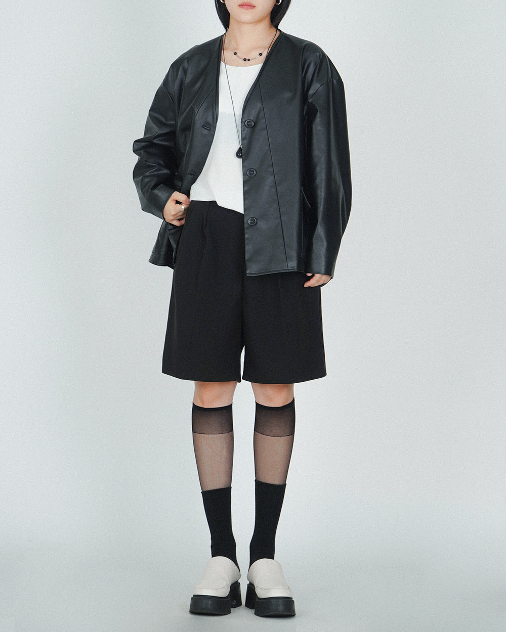 *Signature* Dojagi leather jacket - Black