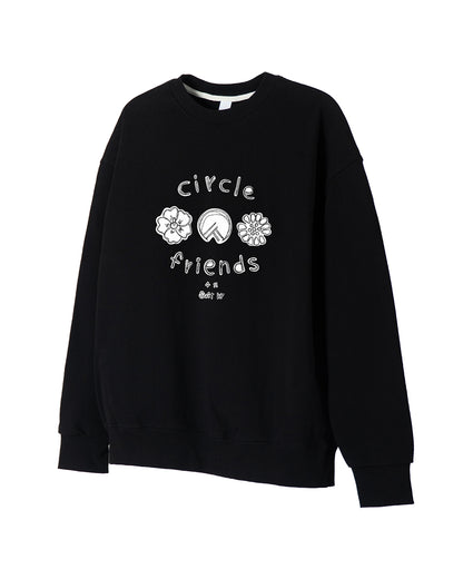 Circle Friends Sweatshirt - Black / White (Unisex)