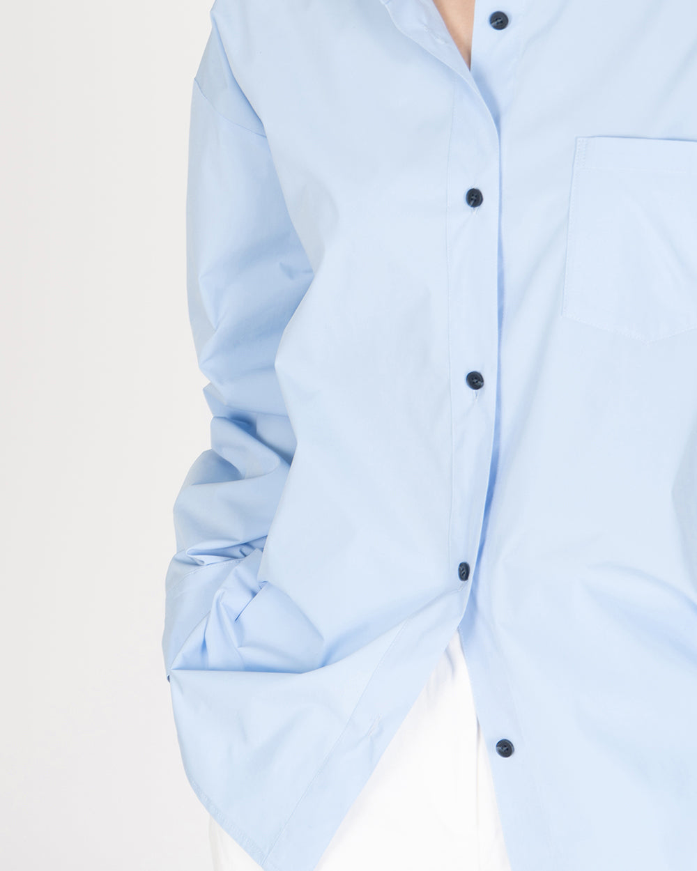 A Drop High neck Shirt - Sky Blue