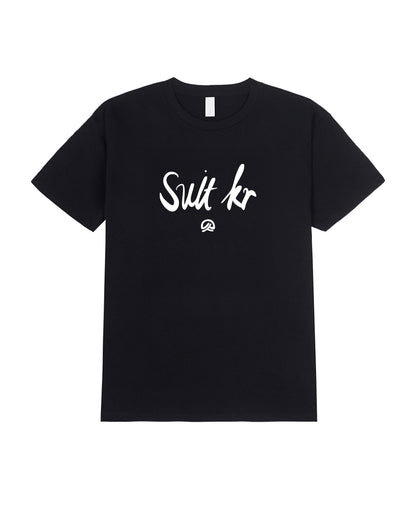 Suit Cursive Logo T-Shirt - Black / White (Unisex)