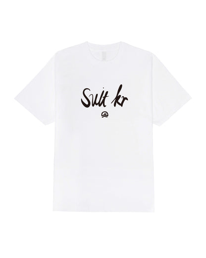 Suit Cursive Logo T-Shirt - Black / White (Unisex)