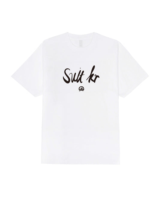 Suit Cursive Logo T-Shirt - Black / White (Unisex)