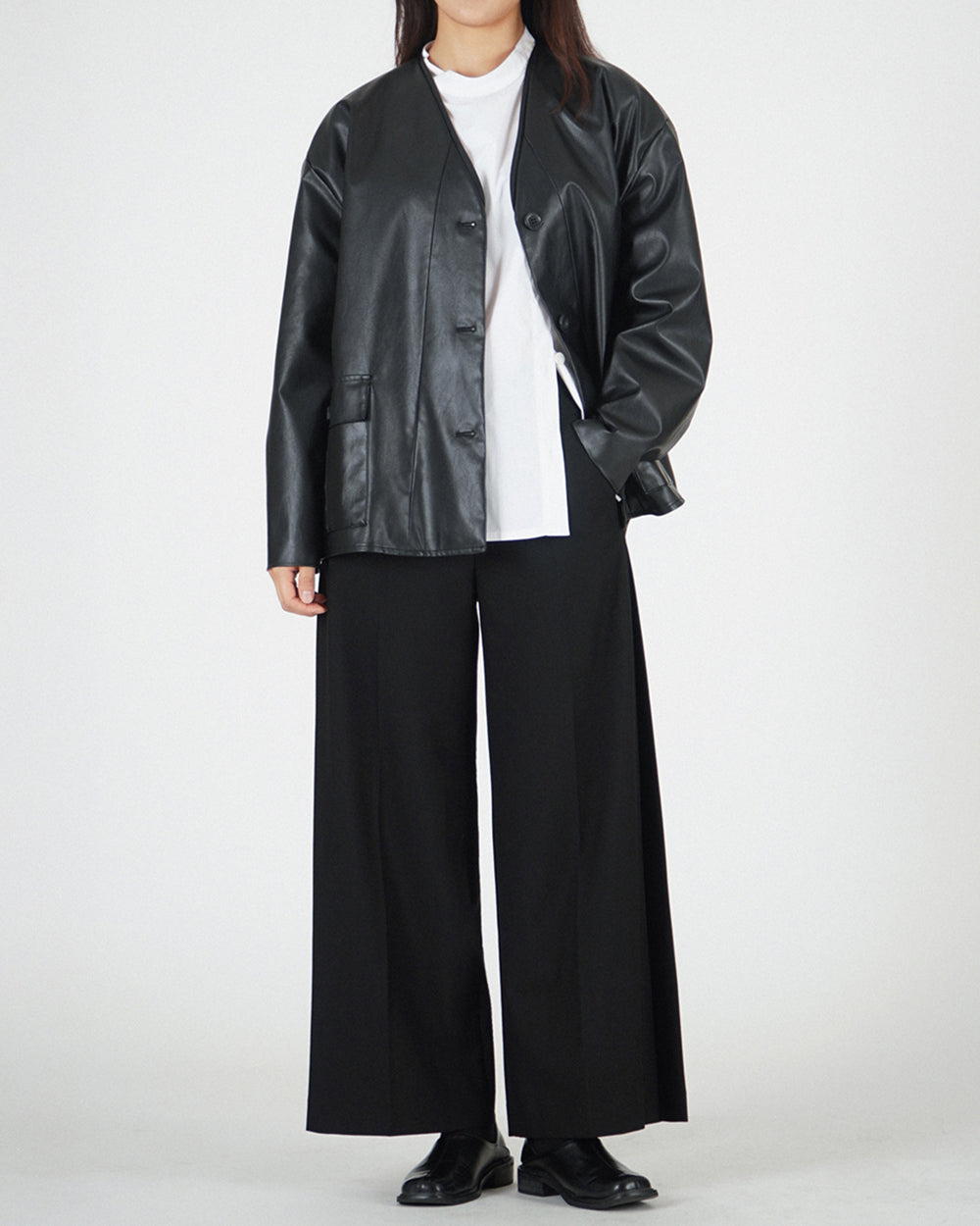 *Signature* Dojagi leather jacket - Black