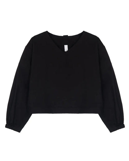 *Pre-order* V neck String Shirt - Black