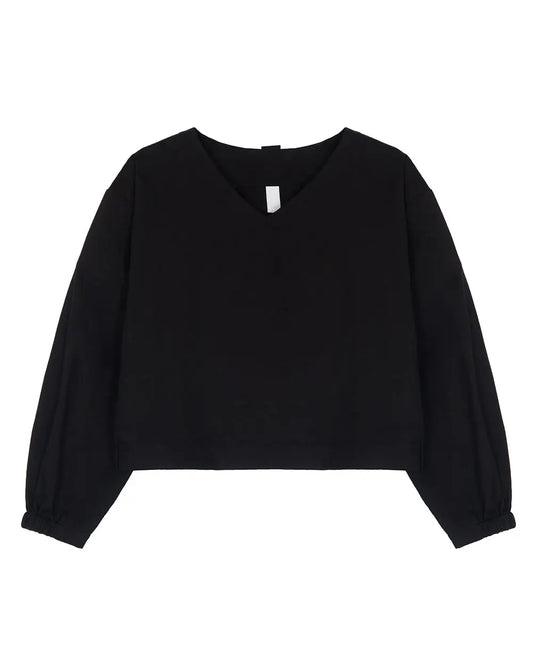 *Pre-order* V neck String Shirt - Black