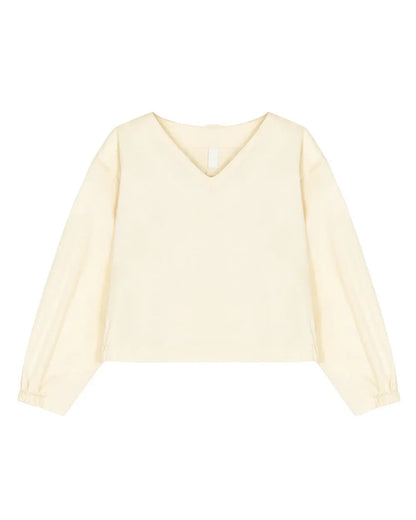 *Pre-order* V neck String Shirt - Butter Cream